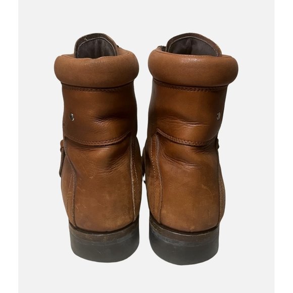 Mens Prada Brown Leather Combat Moto Boots size Prada US 13 - Picture 7 of 10